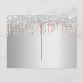 Silberne Rose Gold Glitzer ändern Datum Postkarte (Rückseite)