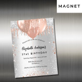 Silberne Rose Gold Glitzer Ballons Luxus Magneteinladung