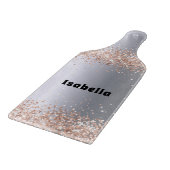 Silberne Rose Gold Glitzer Glitzern Name Schneidebrett (Ecke)