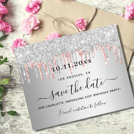 Silberne Rose Gold Glitzer Save the Date