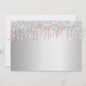 Silberne Rose Gold Glitzer Tropfen Save The Date (Rückseite)