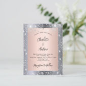 Silberne Rose Gold Glitzern Hochzeit Einladungspostkarte (Stehend Vorderseite)