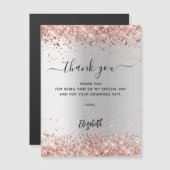Silberne Rose Gold Magnetkarte danke Magneteinladung (Vorne/Hinten)