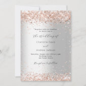 Silberne Rose Gold Moderne Hochzeit Einladung (Vorderseite)