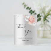 Silberne Rose Goldblume Dankeskarte (Stehend Vorderseite)