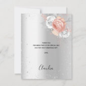 Silberne Rose Goldblume Dankeskarte (Rückseite)