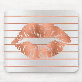 Silberne Rose Goldene Kupfer Streifen Lippenstück  Mousepad