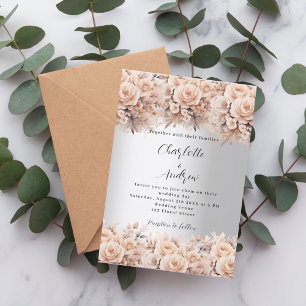 Silberne Rose Goldfloralen Hochzeit Einladung