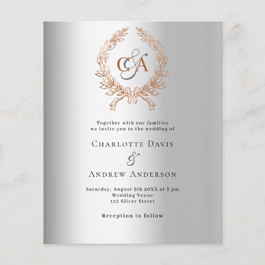 Silberne Rose Goldkranz Mono-Hochzeit (Vorderseite)