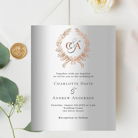 Silberne Rose Goldkranz Mono-Hochzeit