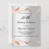 Silberne Rose Goldmarmor elegant Einladung (Vorderseite)