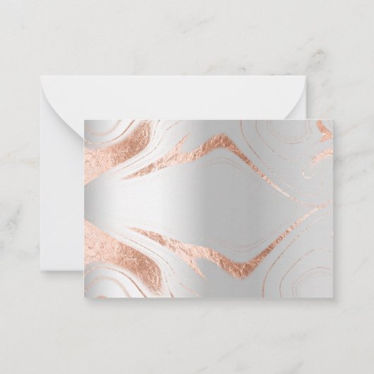 Silberne Rose Goldmarmor Hochzeitsreaktion UAWG Mitteilungskarte (Rückseite)