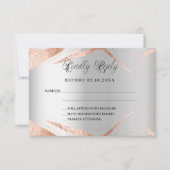 Silberne Rose Goldmarmor Hochzeitsreaktion UAWG RSVP Karte (Vorderseite)