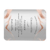 Silberne Rose Goldmarmor Luxus Hochzeitseinladung Magnet (Horizontal)