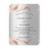 Silberne Rose Goldmarmor Luxus Hochzeitseinladung Magnet (Vertikal)