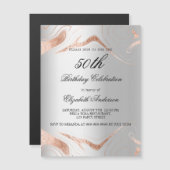 Silberne Rose Goldmarmor Magneteinladung (Vorne/Hinten)