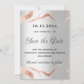 Silberne Rose Goldmarmor Moderne Hochzeit Save The Date (Vorderseite)