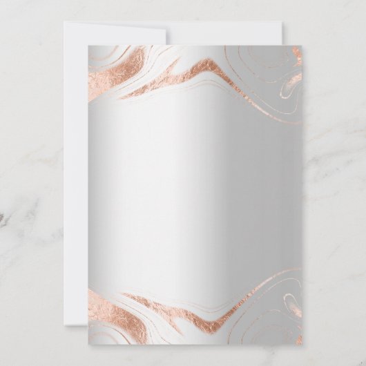 Silberne Rose Goldmarmor Moderne Hochzeit Save The Date (Rückseite)