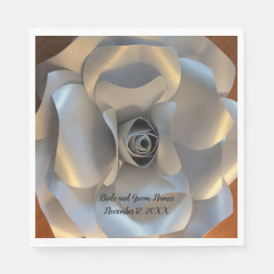 Silberne Rose Hochzeit Serviette