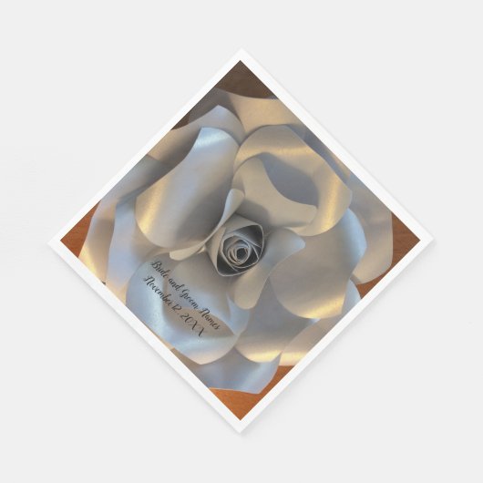 Silberne Rose Hochzeit Serviette (Ecke)