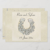 Silberne Rose Hufeisenhochzeit Einladung (Vorne/Hinten)