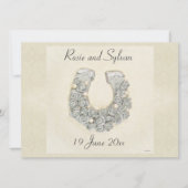 Silberne Rose Hufeisenhochzeit Einladung (Vorderseite)