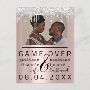 Silberne Rose Lustige Save-The-Date-Couple-Photo Postkarte