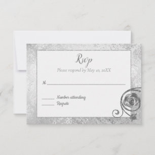 Silberne Rose RSVP Karte