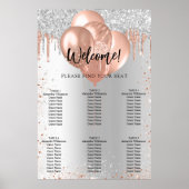 Silberne Rosen-Gold-Ballon-Sitzordnung Poster (Vorne)