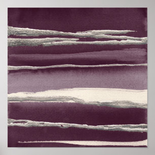 Silberne Rosen-lila abstrakter Druck Poster
