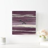 Silberne Rosen-lila abstrakter Druck Quadratische Wanduhr (Zuhause)