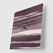 Silberne Rosen-lila abstrakter Druck Quadratische Wanduhr (Winkel)