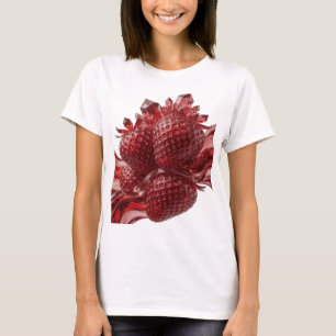 Silberne rote Glas Erdbeeren mit Kristallen T-Shirt