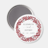 Silberne rote Schneeflocken Winterhochzeit Magnet (Vorderseite/Rückseite)
