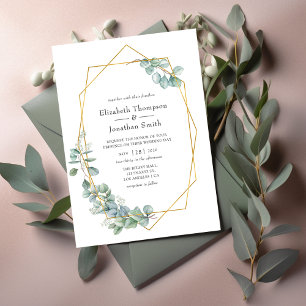 Silberne Salbei-Geometrie-Eukalyptus-Hochzeit Einladung