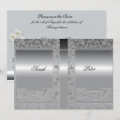 Silberne Save-the-Date-Einladung Save The Date (Vorne/Hinten)
