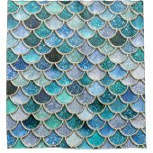 Silberne Schein-Glitzer-Meerjungfrau-Skalen Duschvorhang (Vorderseite)