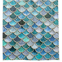 Silberne Schein-Glitzer-Meerjungfrau-Skalen Duschvorhang