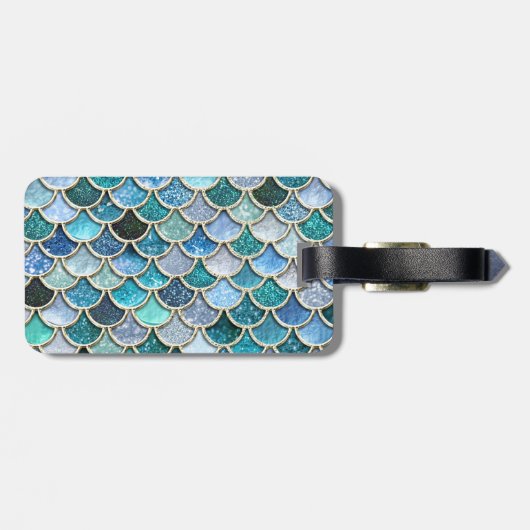 Silberne Schein-Glitzer-Meerjungfrau-Skalen Gepäckanhänger (Rückseite horizontal)