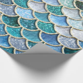 Silberne Schein-Glitzer-Meerjungfrau-Skalen Geschenkpapier (Ecke)