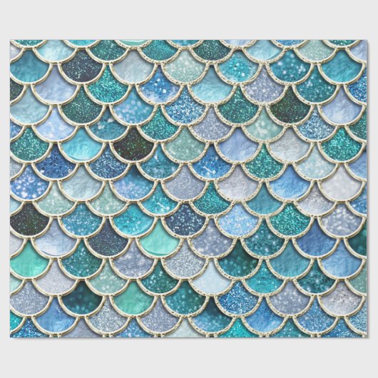 Silberne Schein-Glitzer-Meerjungfrau-Skalen Geschenkpapier (Flach)
