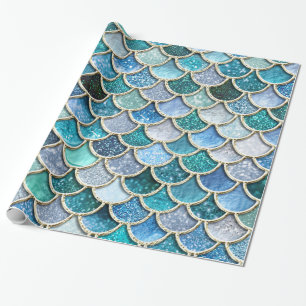 Silberne Schein-Glitzer-Meerjungfrau-Skalen Geschenkpapier