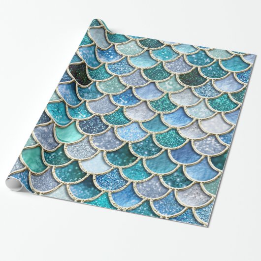 Silberne Schein-Glitzer-Meerjungfrau-Skalen Geschenkpapier (Ungerollt)