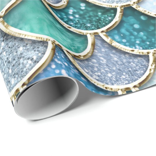 Silberne Schein-Glitzer-Meerjungfrau-Skalen Geschenkpapier (Rolleneckpunkt)