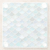 Silberne Schein-Glitzer-Meerjungfrau-Skalen Glasuntersetzer (Rückseite)