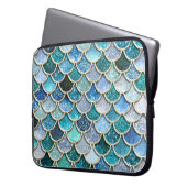 Silberne Schein-Glitzer-Meerjungfrau-Skalen Laptopschutzhülle (Vorderseite Links)