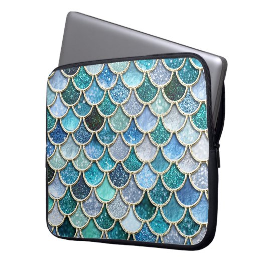 Silberne Schein-Glitzer-Meerjungfrau-Skalen Laptopschutzhülle (Vorderseite Links)