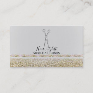 Silberne Schere Goldener Glanz Chic Friseur Visitenkarte