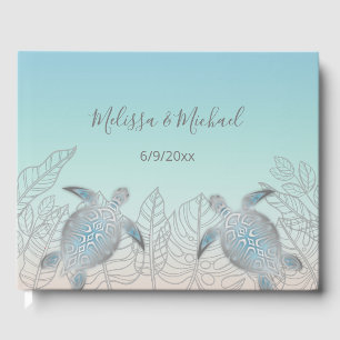 Silberne Schildkröten Beachstyle Strandhochzeit Gästebuch