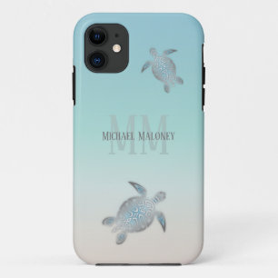 Silberne Schildkröten Initialen Ihr Name  Case-Mate iPhone Hülle